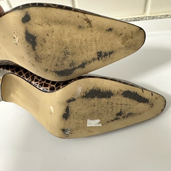 J RENEE VINTAGE Brown Alligator woman clear 2.5" classic preppy office heel 7.5 - Picture 12 of 15